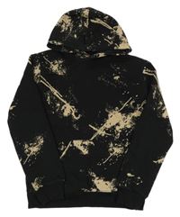 Černo-béžová mikina s fleky a kapucí H&M
