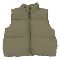 Khaki šusťáková zateplená vesta s kapucí New Look
