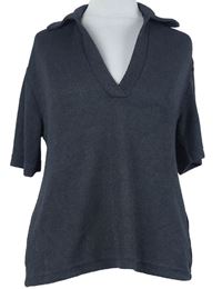 Dámské tmavošedé pletené tričko s límečkem H&M