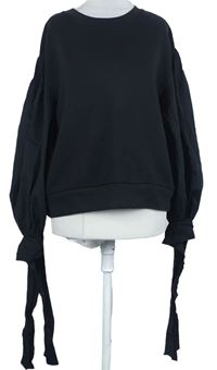 Dámská černá crop mikina s balonovými rukávy H&M