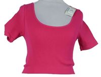 Dámské fuchsiové žebrované elastické crop tričko Primark 