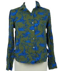 Dámská khaki-modrá halenka s jeleny zn. Monki