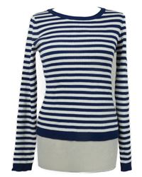 Dámský tmavomodro-bílý pruhovaný žebrovaný svetr Primark 