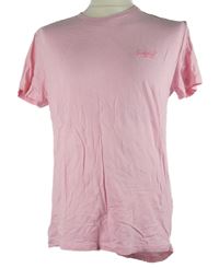 Pánské světlerůžové tričko s logem Superdry 