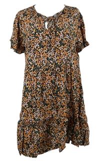 Dámské černo-oranžové kytičkované šaty Next 