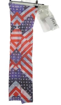 Dámské červeno-bílo-fialové vzorované punčochové legíny s vlajkou