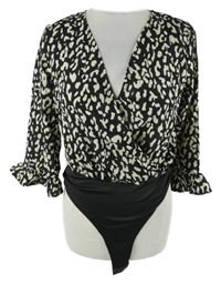 Dámské černo-smetanové vzorované halenkové body Boohoo 