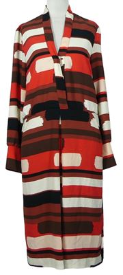 Dámské červeno-vínovo-černo-smetanové vzorované midi šaty H&M