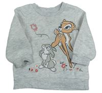 Bílo-šedá melírovaná mikina s Bambim zn. Disney