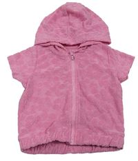 Růžová propínací mikina s kytičkami a kapucí zn. Matalan