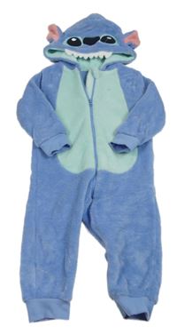 Modrá chlupatá kombinéza s kapucí- Stich Disney