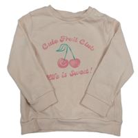 Světlerůžová mikina s třešněmi a nápisem zn. F&F