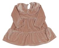 Světlerůžové třpytivé sametové šaty F&F