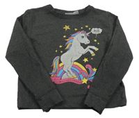 Černá lehká mikina s jednorožcem bpc