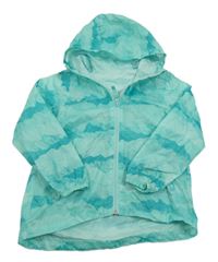 Světlemodrá vzorovaná šusťáková nepromokavá bunda s kapucí Quechua