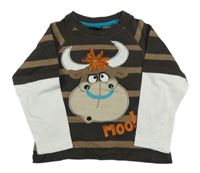 Hnědé pruhované triko s bizonem Cherokee