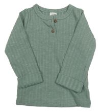 Khaki žebrované triko s knoflíčky H&M