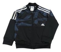 Černo-modrá sportovní propínací mikina s logem Adidas