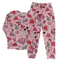 Růžové plyšové pyžamo s obrázky TU