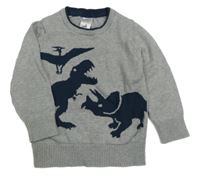Šedý svetr s dinosaury C&A