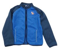 Modro-tmavomodrá fleecová propínací mikina s dinem Lily & Dan