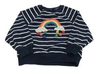 Tmavomodro-bílá pruhovaná mikina s duhou Next