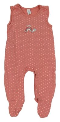 Růžové puntíkaté teplákové dupačky s obrázkem Topomini