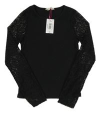 Nové - černé žebrované triko s krajkou Candy couture
