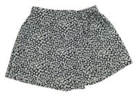 Tmavomodr-bílá květovaná kraťasová sukně Zara