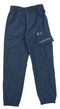 Modré šusťákové sportovní funkční cargo kalhoty Under Armour
