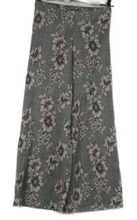Dámské černo-bílé kostkované culottes kalhoty s květy Primark