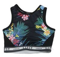 Černo-barevný květovaný crop top Lipsy London