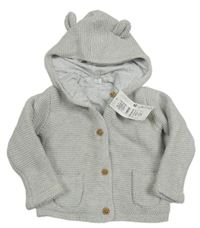 Šedý propínací podšitý svetr s kapucí M&S