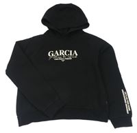 Černá crop mikina s logem a kapucí Garcia 