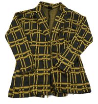 Antracitovo-žlutý kostkovaný cardigan 