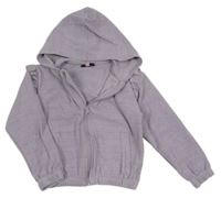 Lila melírovaná fleecová propínací mikina s kapucí 