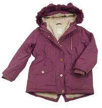 Tmavorůžový šusťákový zimní kabát s kapucí Next 