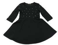 Černé šaty s perličkami a mašličkami Shein 