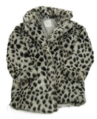 Světlešedá kožešinová podšitá bunda s flíčky Next