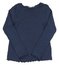 Tmavomodré žebrované triko Alive