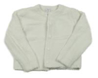 Bílý chlupatý propínací svetr Lindex