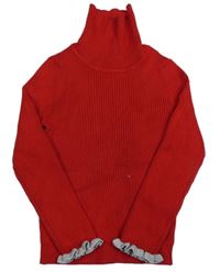 Červený žebrovaný svetrový rolák Primark