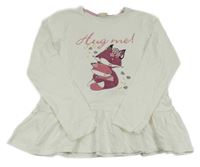 Smetanová tunika s liškami s flitry Kids