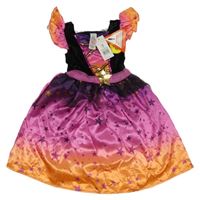 Nové - Kostým - černo-růžovo-oranžové šaty s flitry 