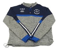 Tmavomodro-šedá sportovní mikina s výšivkou 