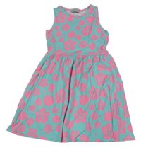 Světlemodro-neonově růžové květované šaty Matalan