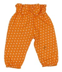 Oranžové puntíkaté lehké paper bag kalhoty s mašlí