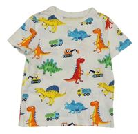 Bílé tričko s dinosaury C&A
