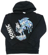 Černá mikina se Sonicem a kapucí Next