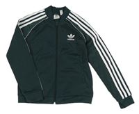 Tmavozelená propínací sportovní mikina s logem Adidas